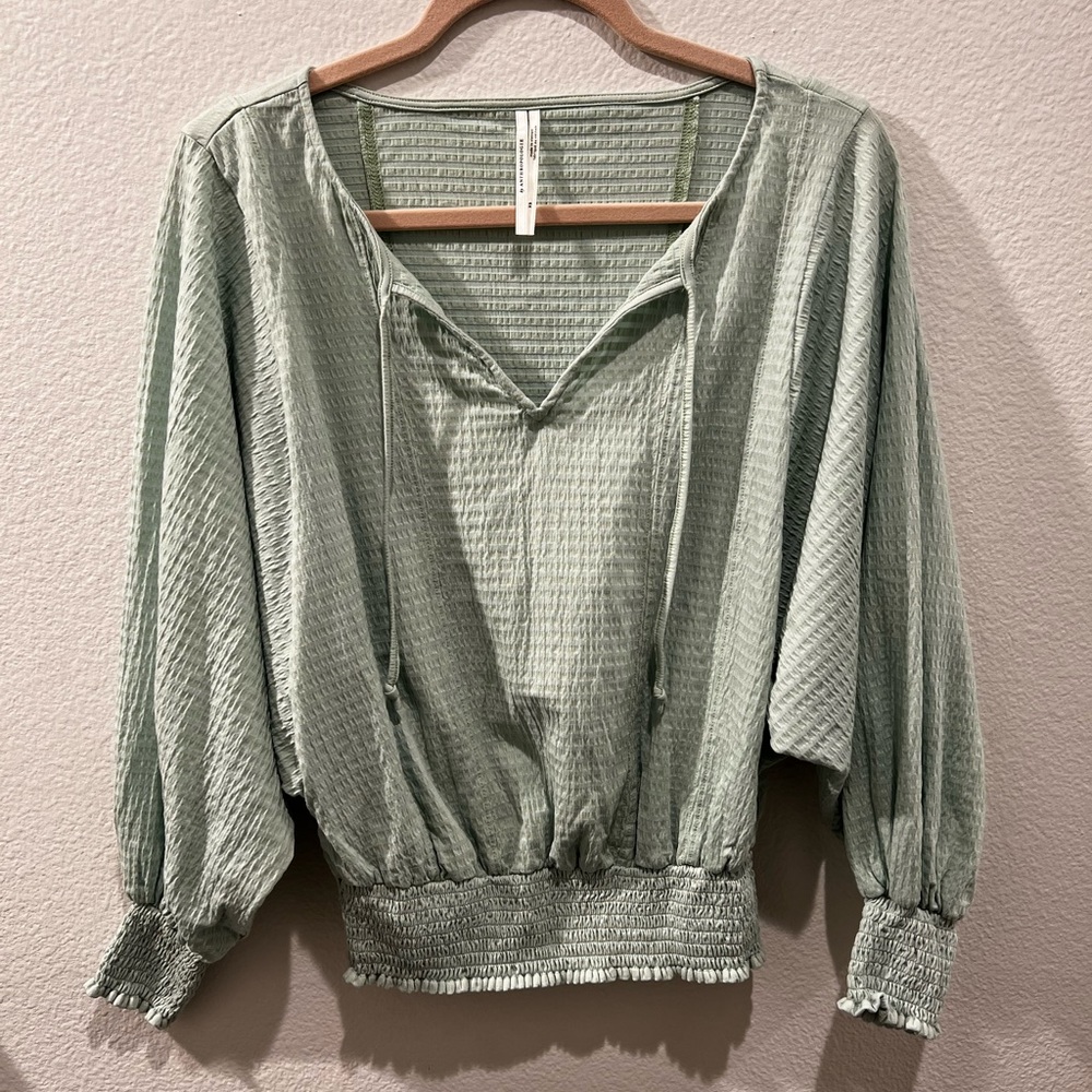 Anthropologie Rebecca Smocked Neck Top